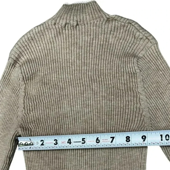 Vineyard Vines 100% Cashmere Tan & Navy Stripe Ribbed Nock Neck Sweater - XS - Picture 9 of 11